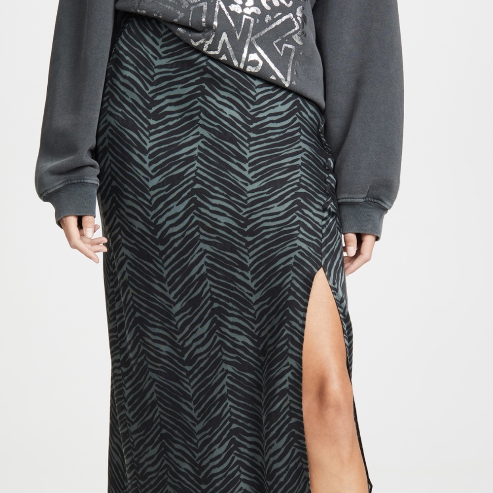 Anine Bing Dolly Silk Skirt in Green